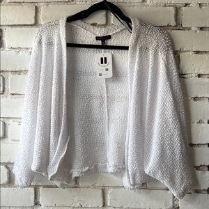 White Open-Front Textured Women's Sweater Cardigan shawl